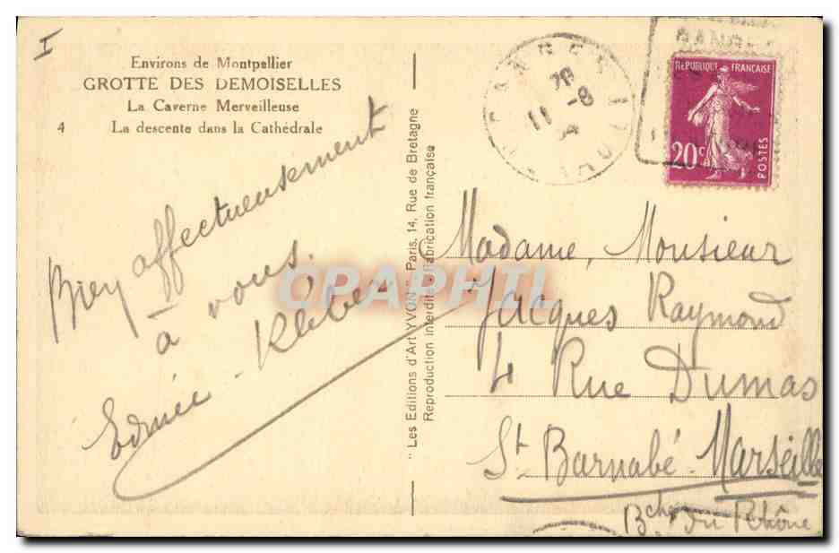 Grotte des Demoiselles — La descente dans la Cathédrale — Les Editions d'Art YVON, France — Reverso