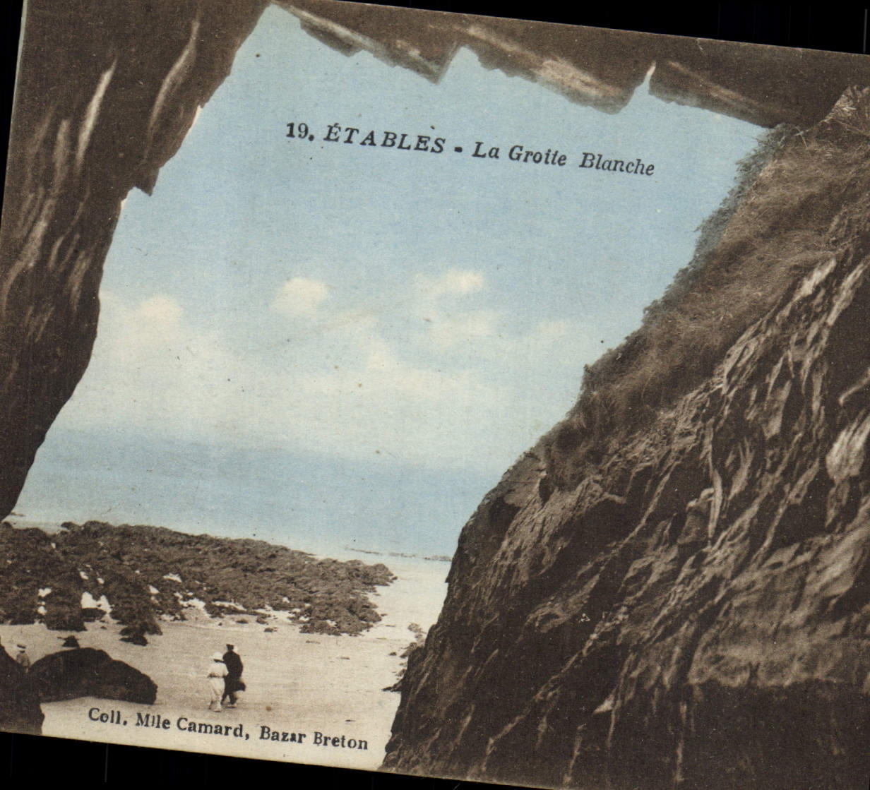 ÉTABLES - La Grotte Blanche — vue de la caverne avec deux personnes — éditeur J. Nozais, Nantes