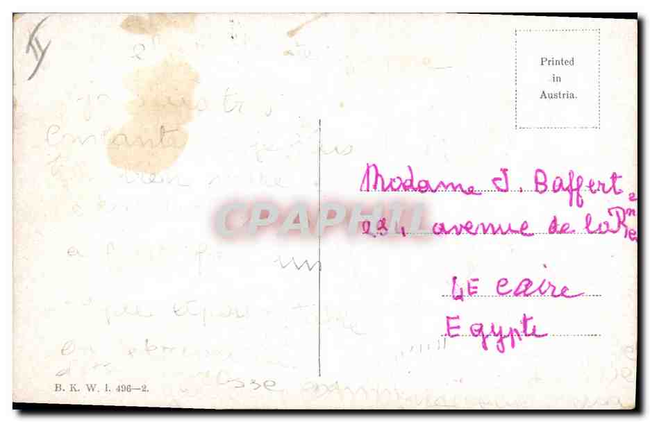 Enfants jouant sur la glace — scène d'hiver — éditeur B.K.W.I. n° 498-2 — Reverso