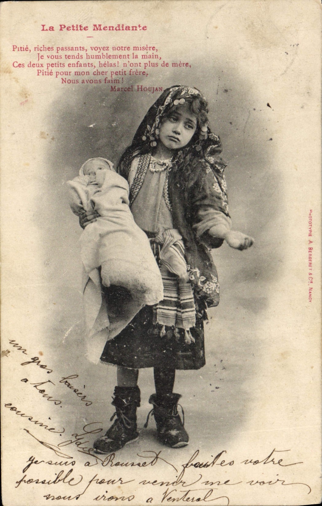 CPA Fantaisie Enfant Poupee La petite mendiante 