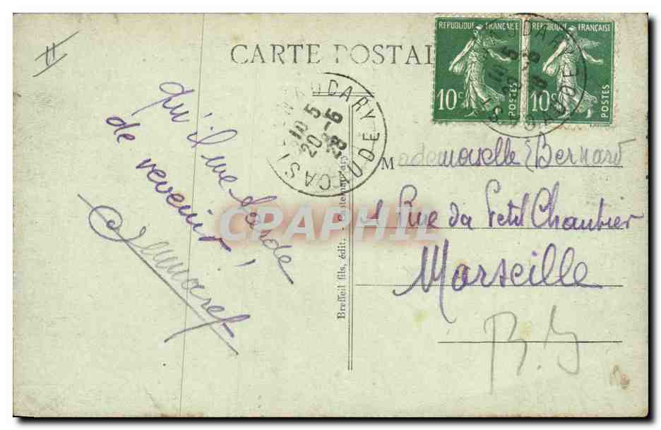 CPA Palais de justice Castelnaudary Square Victor Hugo Le palais de justice — Verso