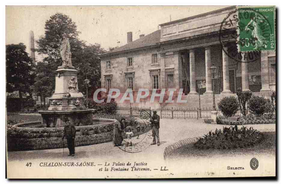 CPA Palais de justice et la fontaine Thevenin Chalon sur Saone 