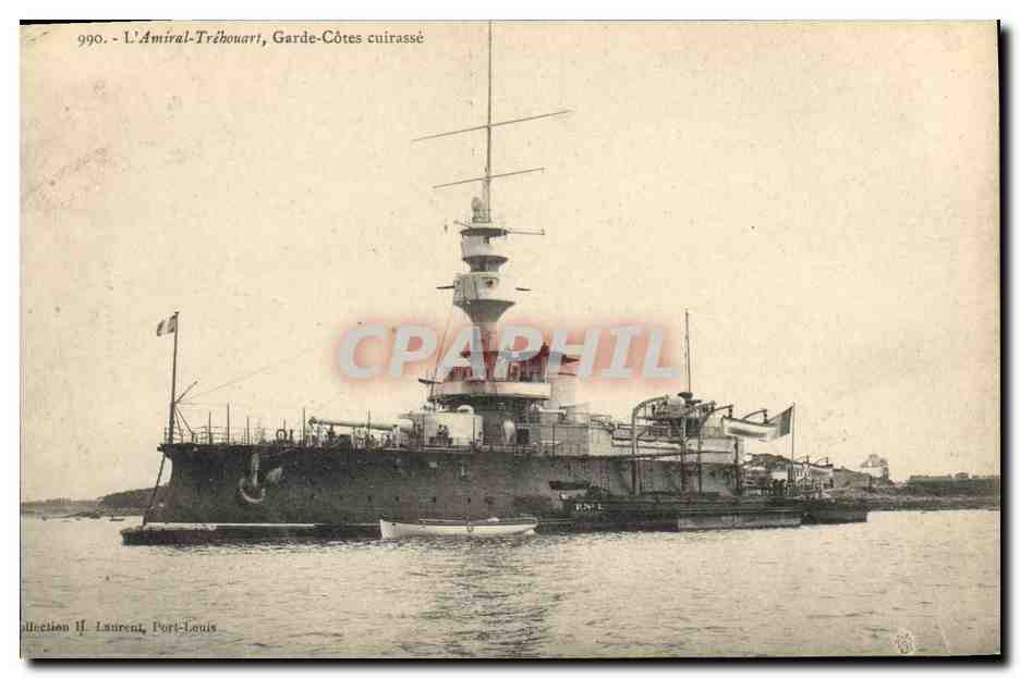 CPA Bateau de Guerre L'Amiral Trehouart Garde Cotes Cuirasse 