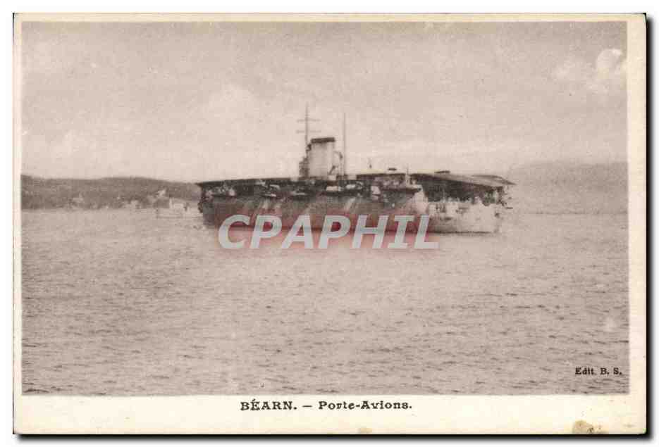 CPA Bateau de Guerre Bearn Porte Avions Aviation 