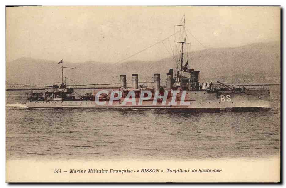 CPA Bateau de Guerre Bisson Torpilleur de haute mer 