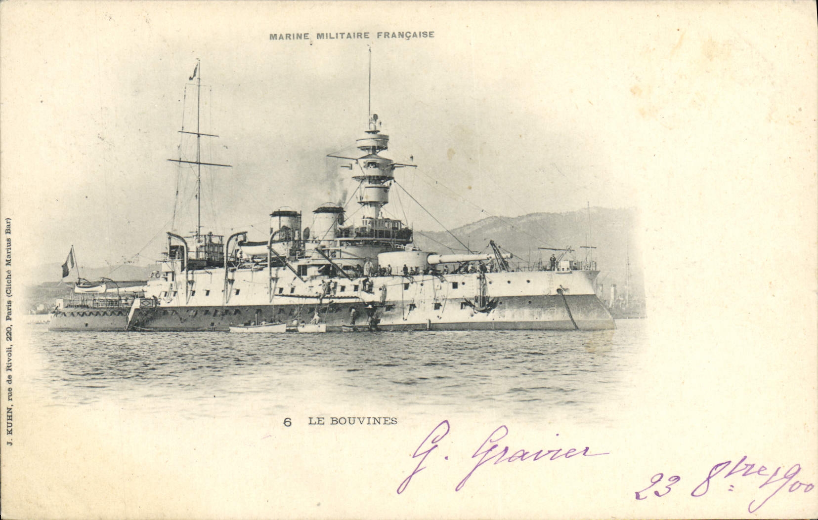 Le Bouvines — Croiseur de la Marine Militaire Française — J. KUHN, Paris