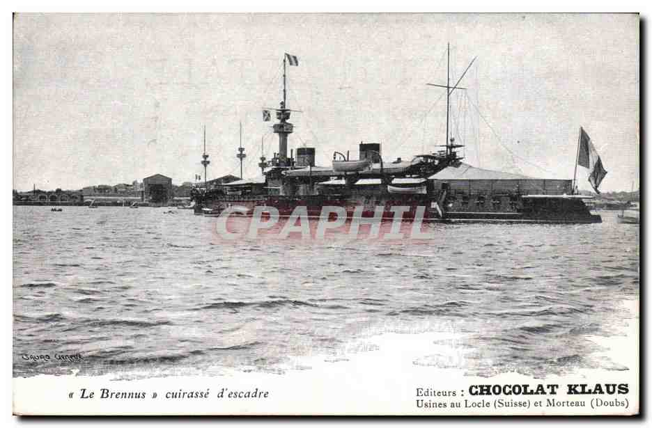 CPA Bateau de Guerre Le Brennus Cuirasse d'escadre Chocolat Klaus 