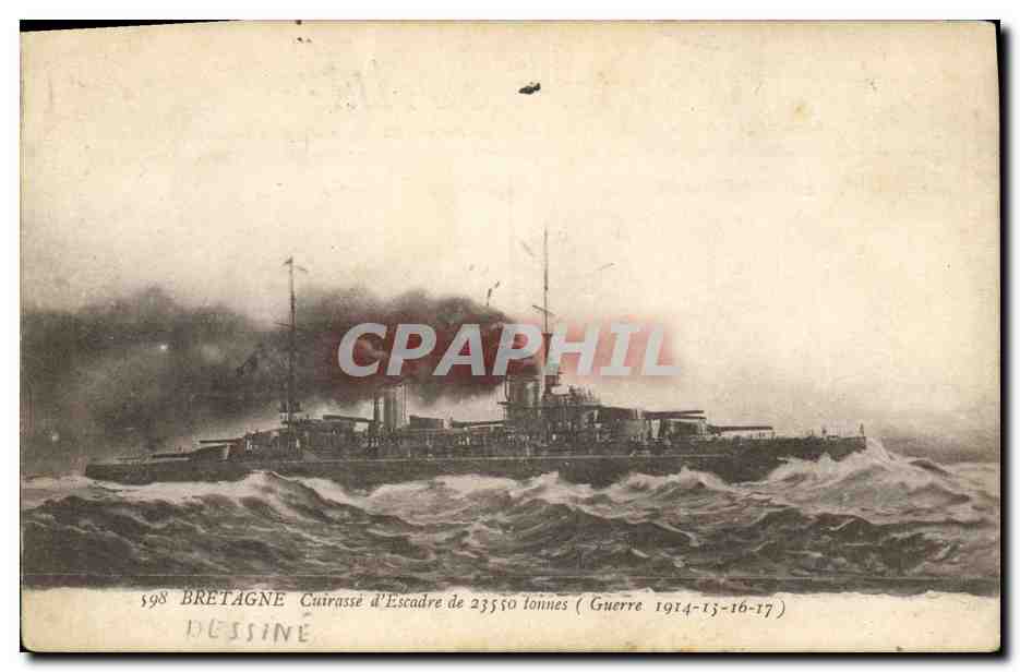 CPA Bateau de Guerre Bretagne Cuirasse d'escadre 