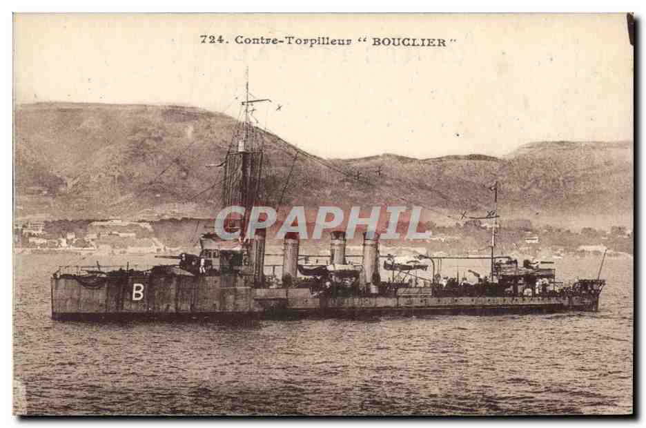 CPA Bateau de Guerre Contre torpilleur Bouclier 