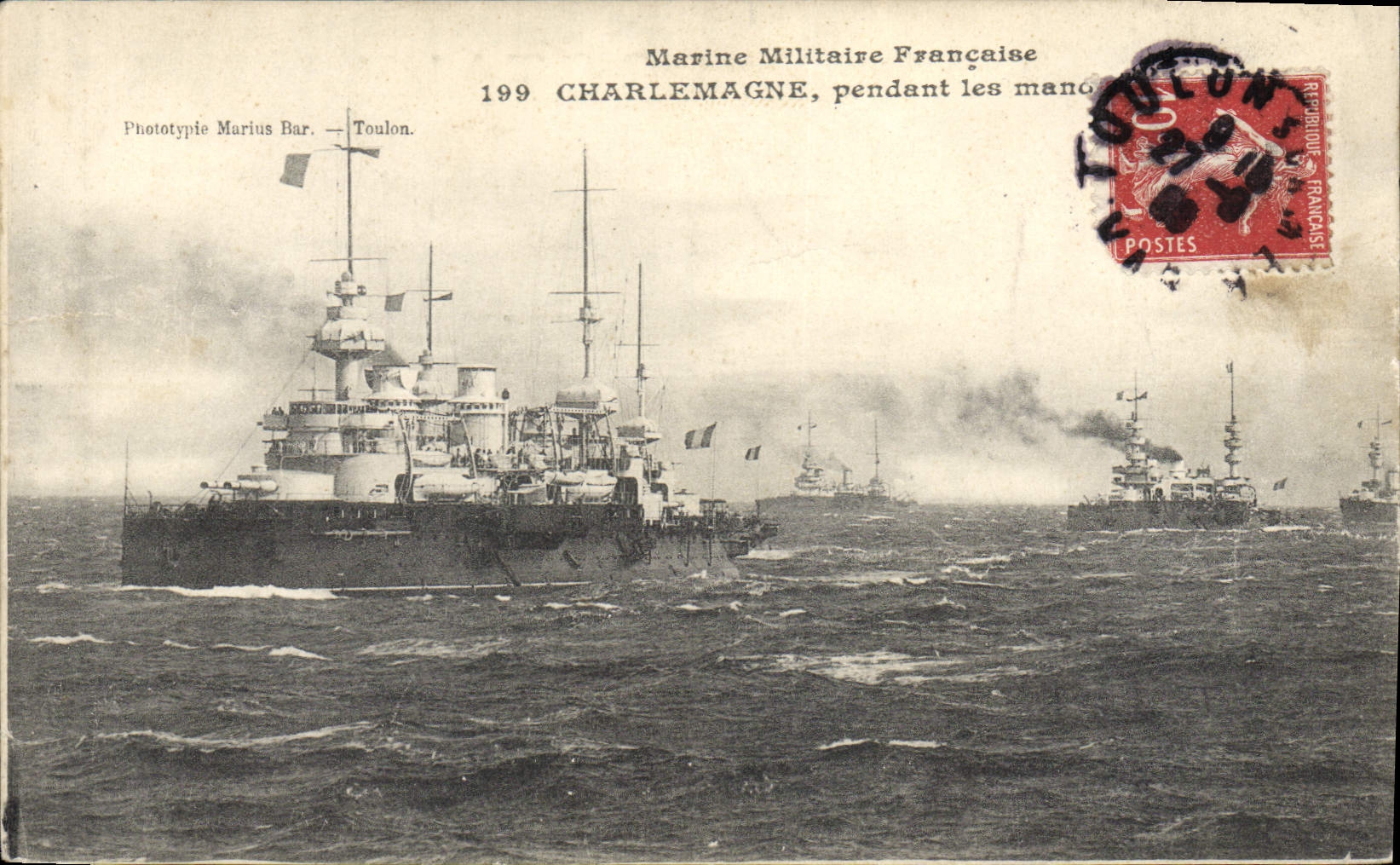 CPA Bateau de Guerre Charlemagne pendant les manoeuvres 