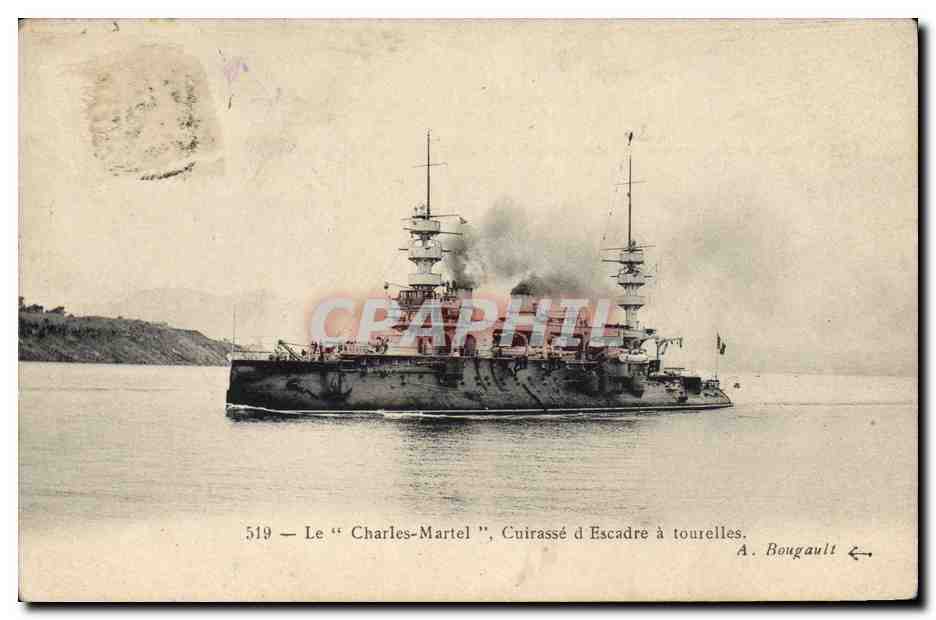 CPA Bateau de Guerre Le Charles Martel Cuirasse d'escadre a tourelles 