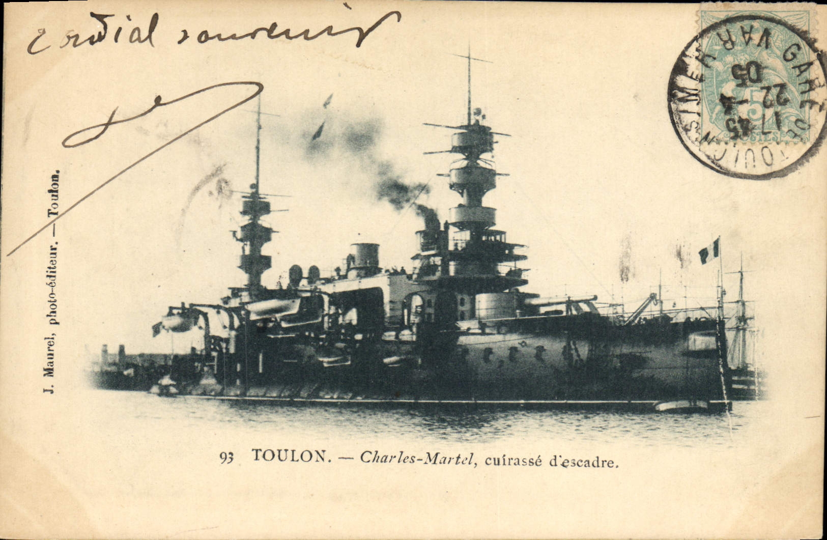 Toulon — Charles-Martel, cuirassé d'escadre — J. Maurel, photo-éditeur.