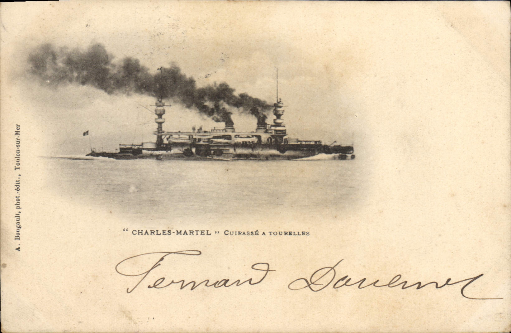 Charles-Martel — cuirassé à tourelles — A. Bongault, phot. Toulon-sur-Mer