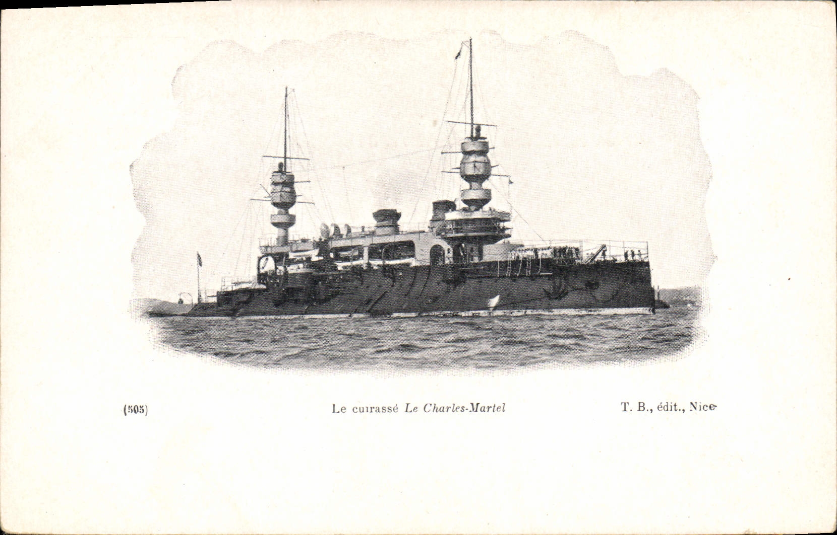 Le cuirassé Le Charles-Martel — (505) — T. B., édit., Nice