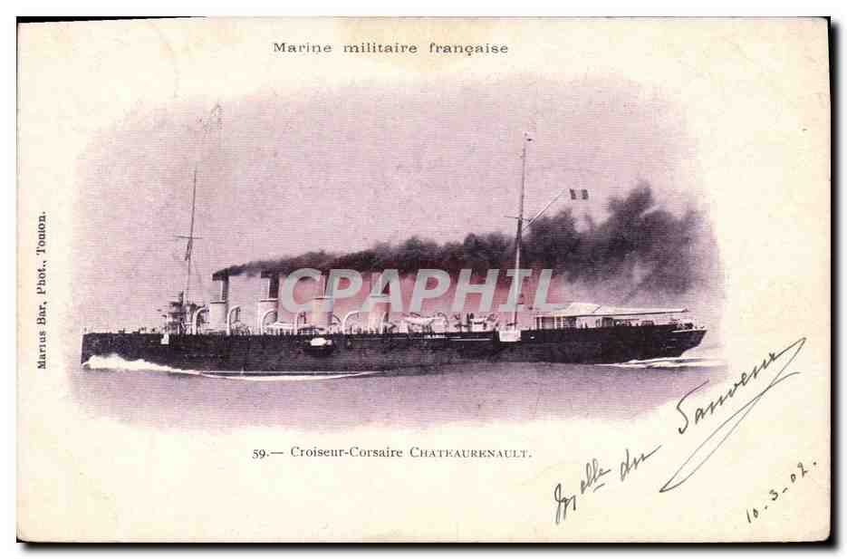 CPA Bateau de Guerre Croiseur Corsaire Chateaurenault 