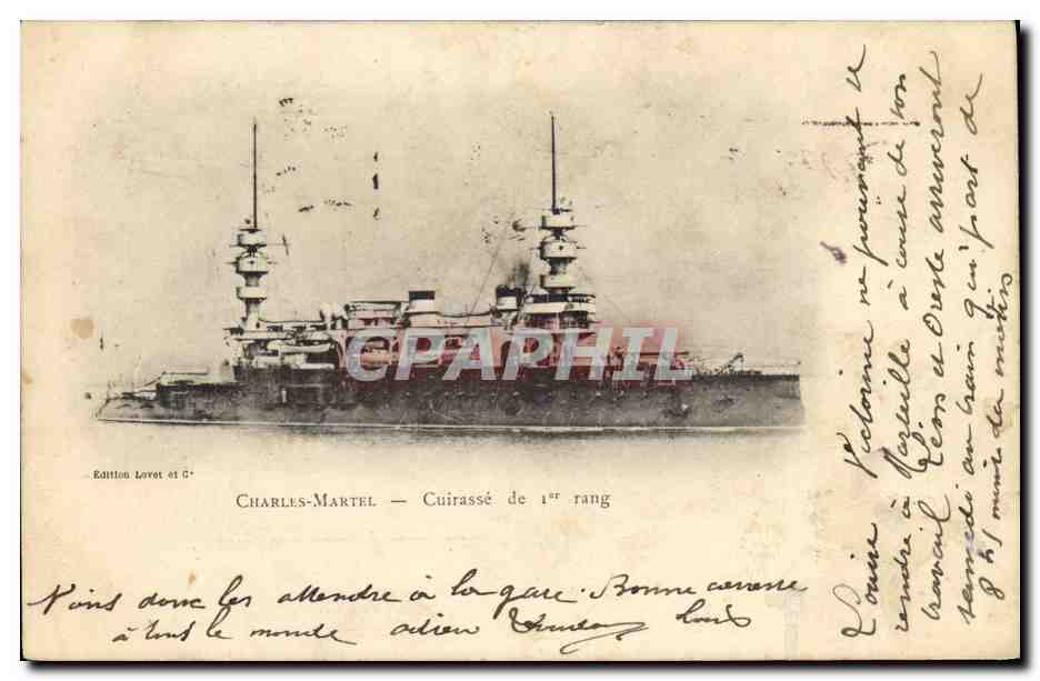 CPA Bateau de Guerre Cuirasse de 1er rang Charles Martel 
