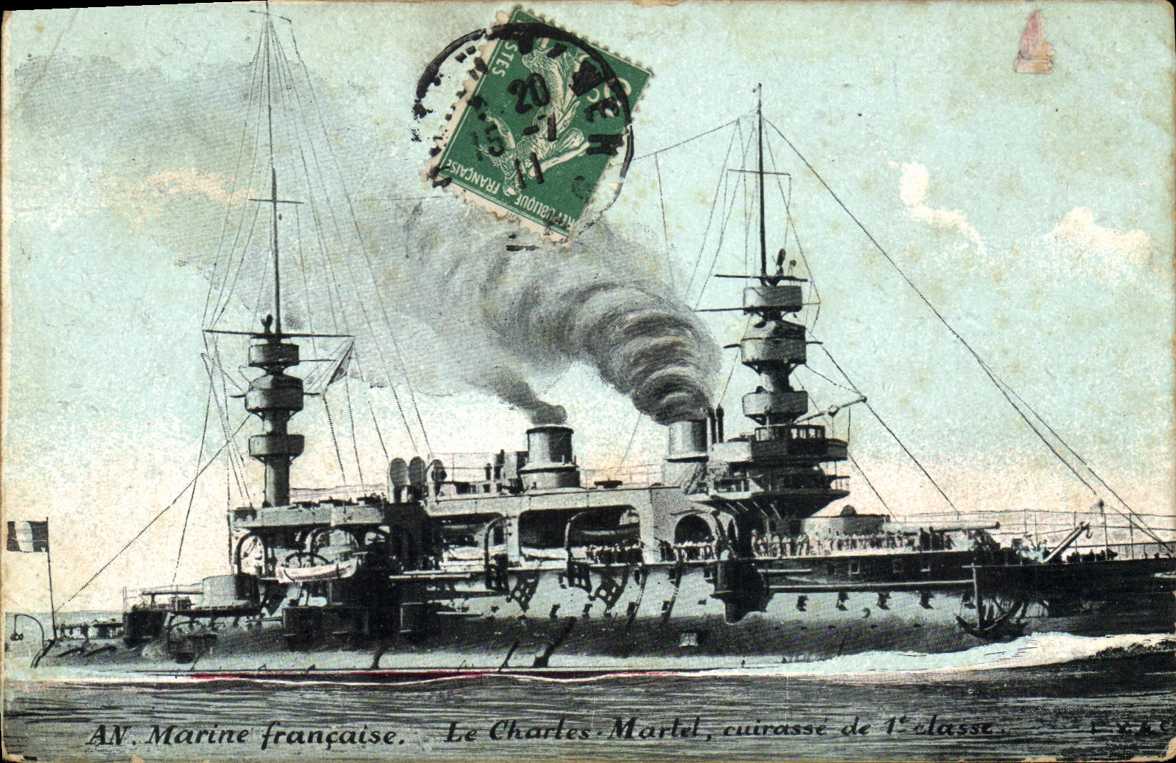 CPA Bateau de Guerre Le Charles Martel Cuirasse de 1er rang 