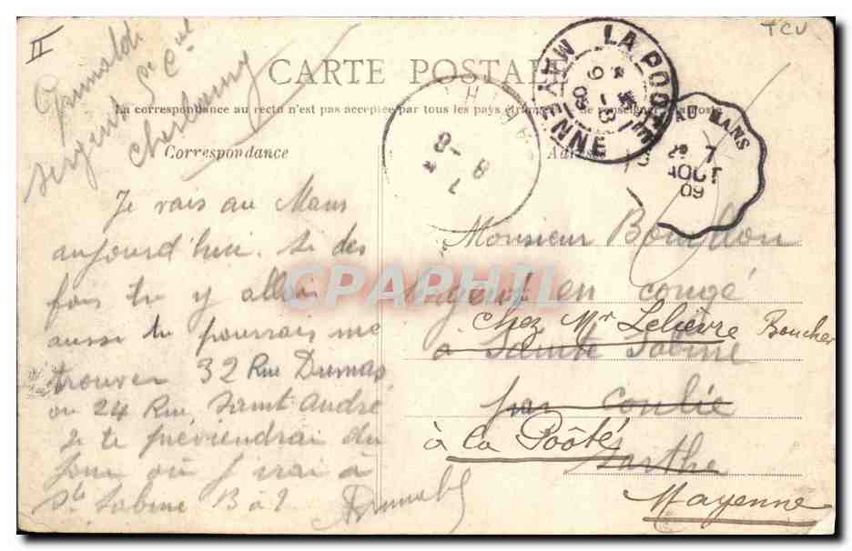 CPA Caen L'Hotel de la Prefecture   — Verso