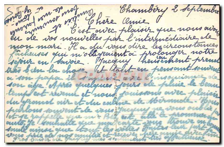 CPA Prefecture Chambery La tour des archives et le Nivolet  — Verso