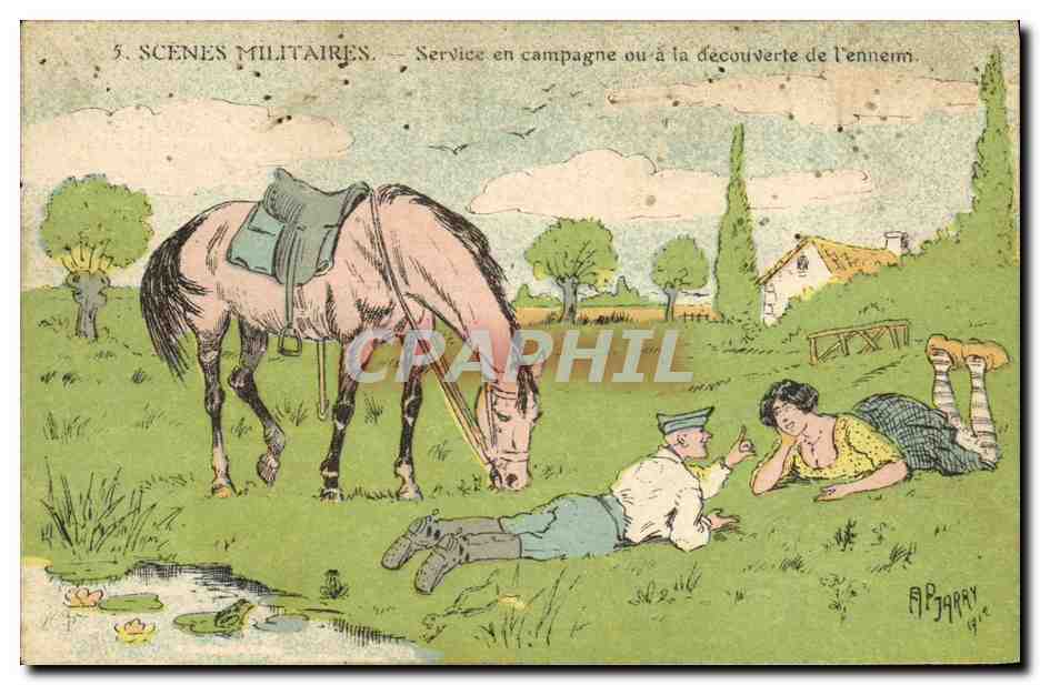 Scènes militaires — Service en campagne ou à la découverte de l'ennemi — A.P. Barry, 1914