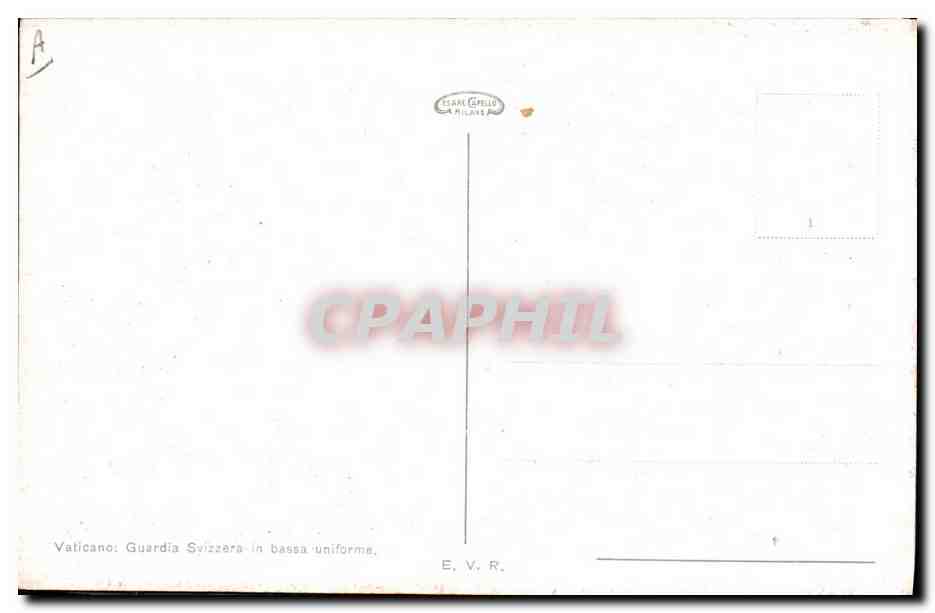 CPA Militaria Vaticano Guardia Svizzera in bassa uniforme  — Verso