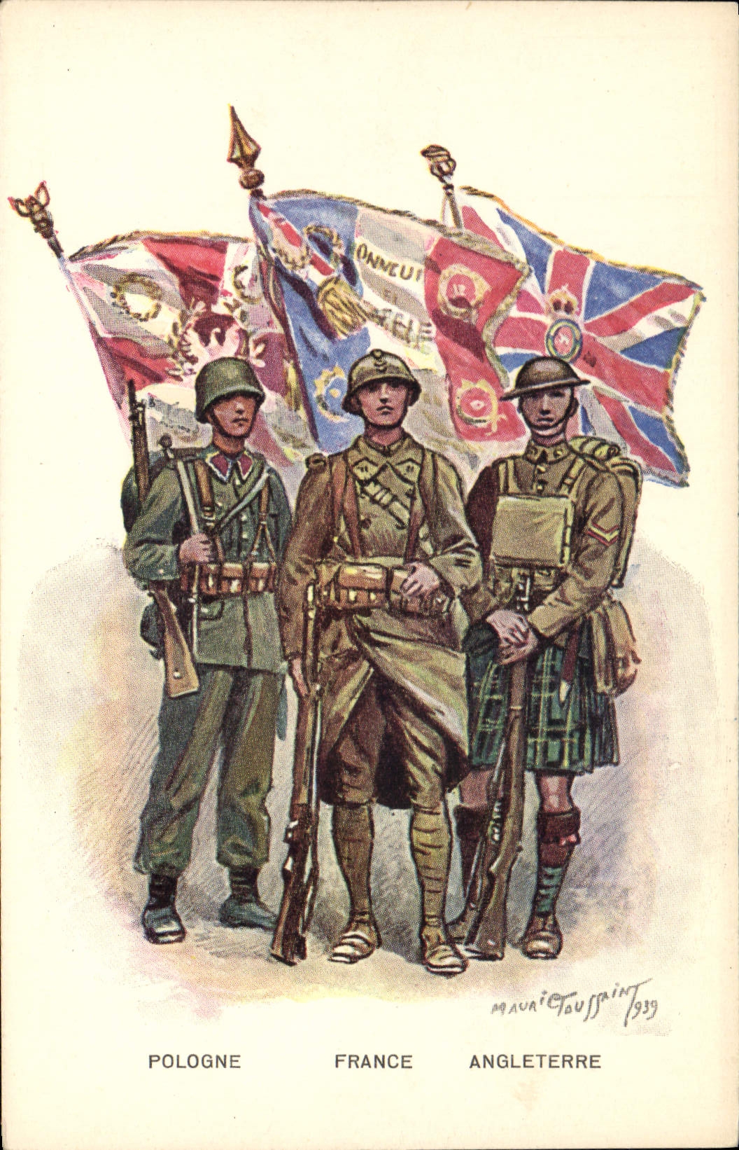 Pologne, France, Angleterre — soldats en uniforme — Mauric Toussaint 1939