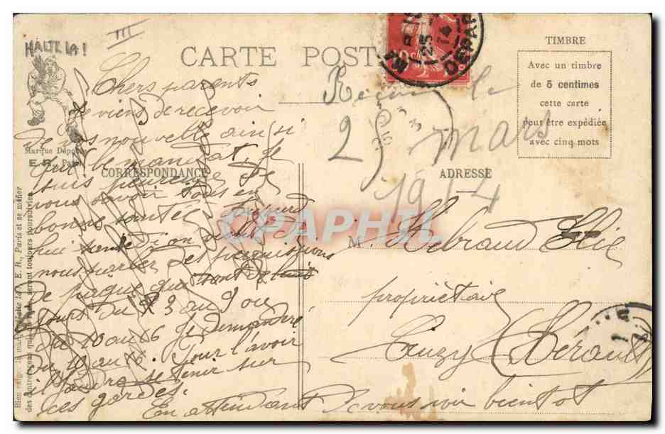 Les Rêves du Soldat — E. R., Paris — série 1914 — Verso