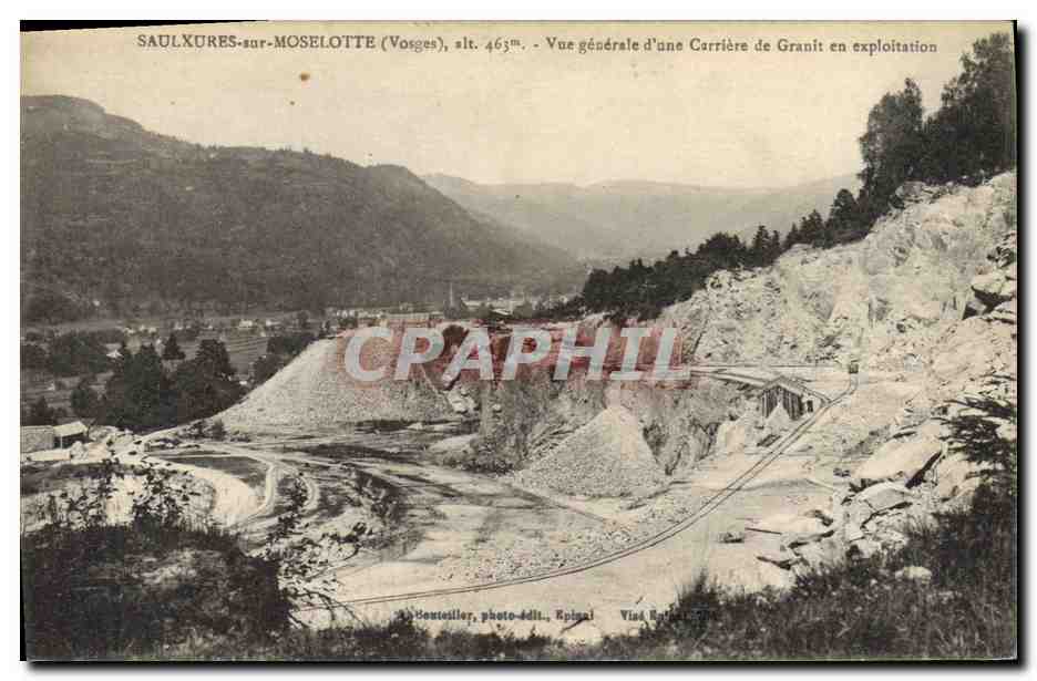 Saulxures-sur-Moselotte (Vosges) — Vue générale d'une carrière de granite en exploitation — Bouteiller, photo-édit., Epinal