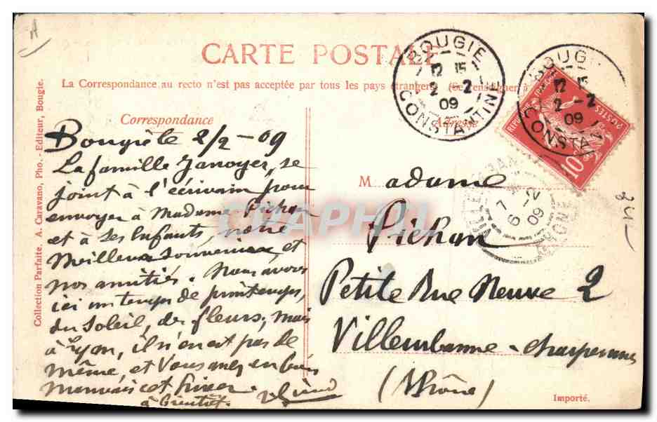 CPA Societe Anonyme des Chaux Hydrauliques et Ciments d'Algerie Usines a Bougie — Rückseite
