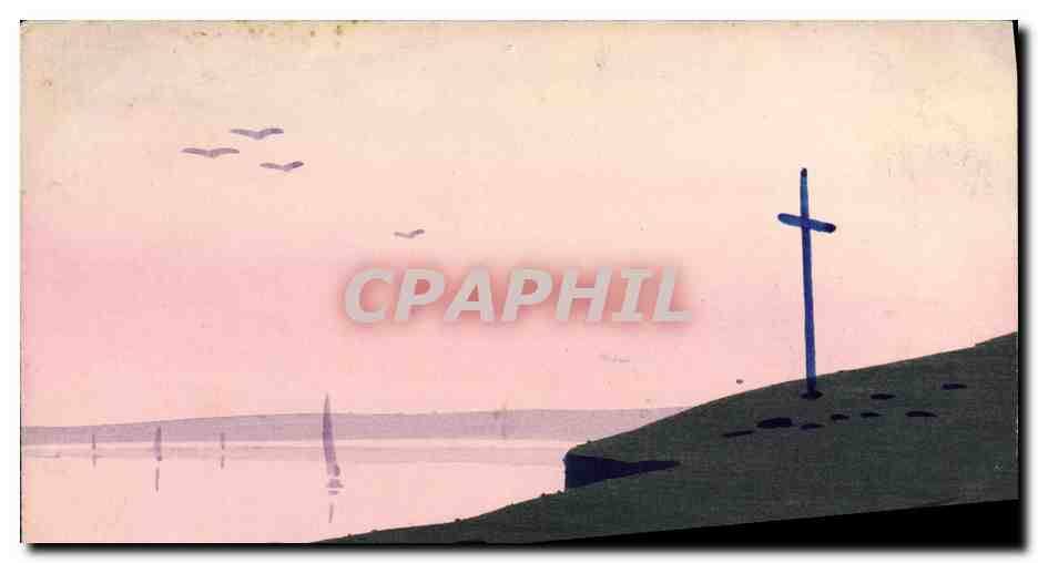 CPA Fantaisie (dessin a la main) Paysage Croix 