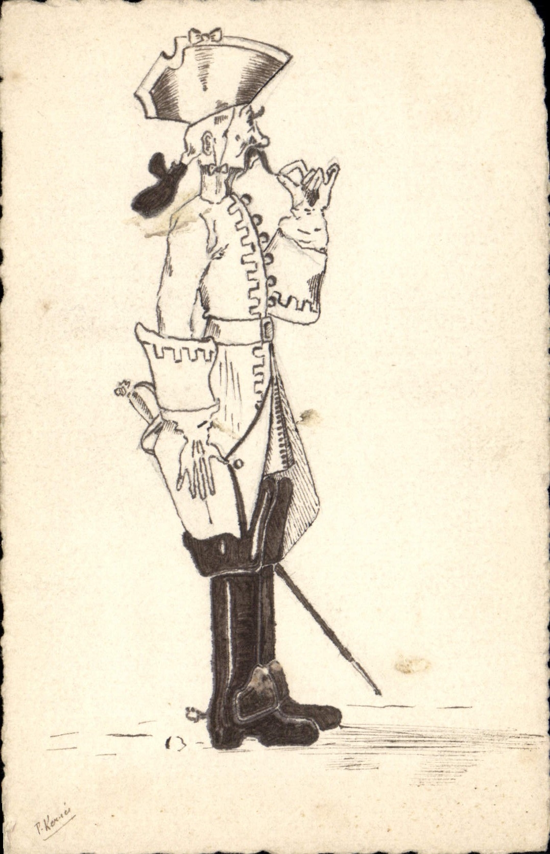 CPA Fantaisie (dessin a la main) Personnage 