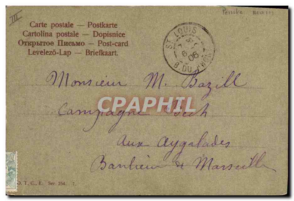 CPA Fantaisie (dessin a la main) Paysage Hirondelle  — Verso
