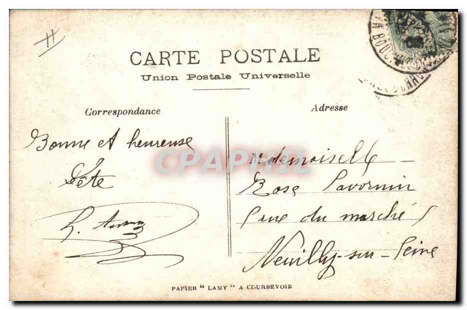 CPA Fantaisie (dessin a la main) Bateau  — Verso