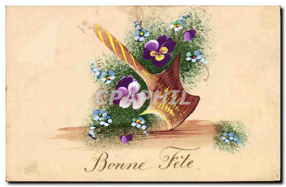 Bouquet de fleurs — Bonne Fête — Carte postale française