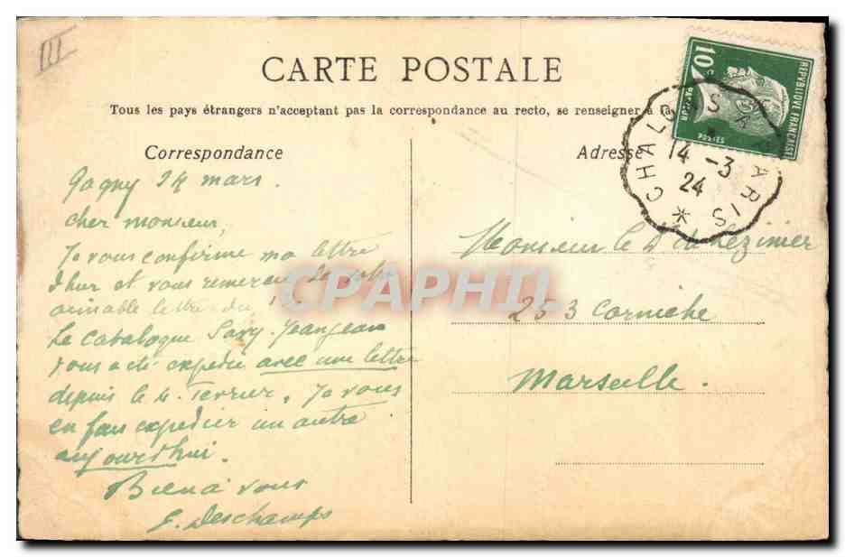 CPA Fantaisie (dessin a la main) Paysage Bateau  — Rückseite