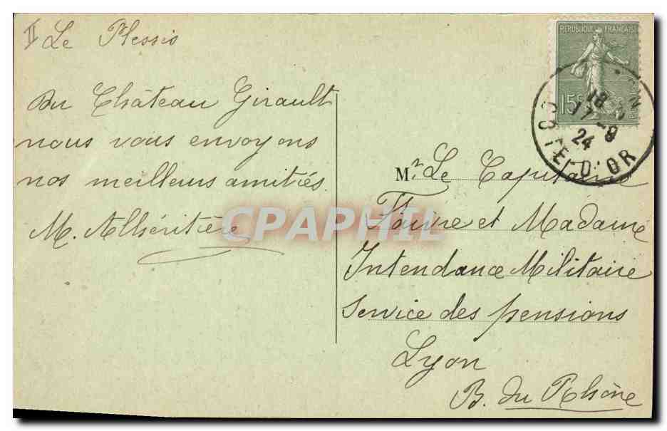 CPA Chateau du Plessis Semelay  — Verso