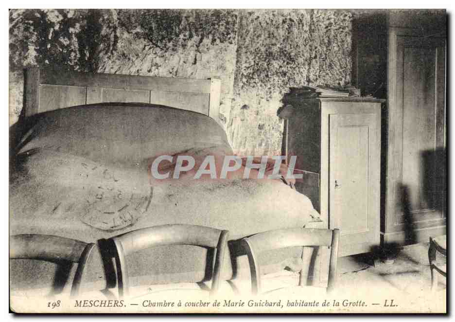 CPA Grotte Grottes Meschers Chambre a coucher de Marie Guichard habitante de la gortte