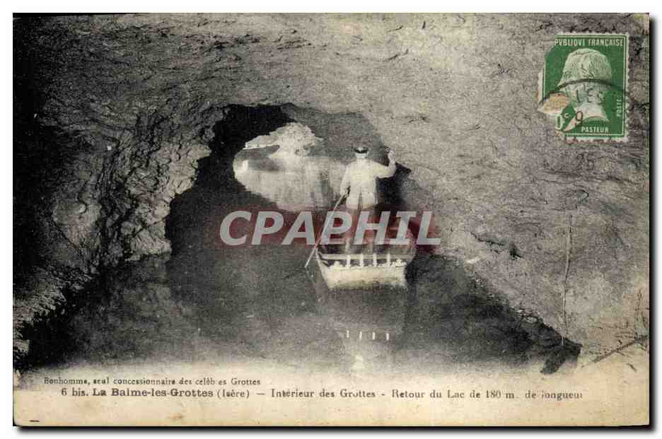 CPA Grotte Grottes La Balme les Grottes Interieur des grottes Retour du lac 
