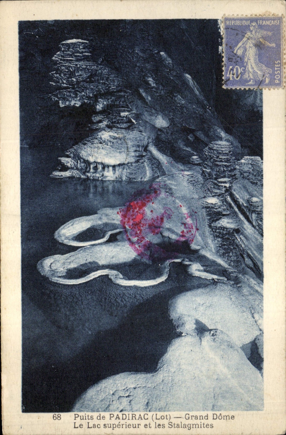 CPA Grotte Grottes Puits de Padirac Grand Dome Le lac superieur et les stalagmites 