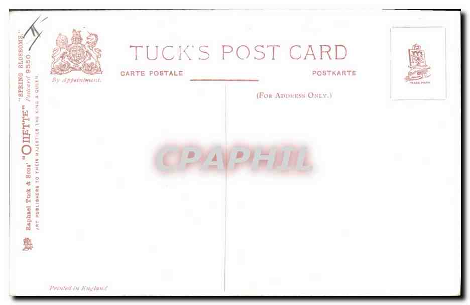 Fille et poupée sous un arbre fruitier — Harry Payne — Tuck's Post Card n° 6550 — Rückseite