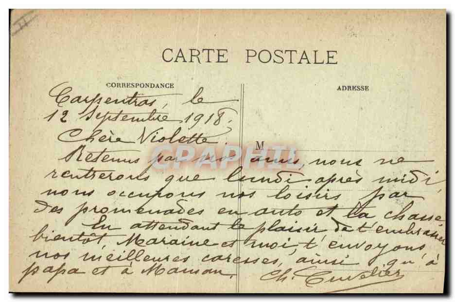 CPA Palais de justice Carpentras  — Verso