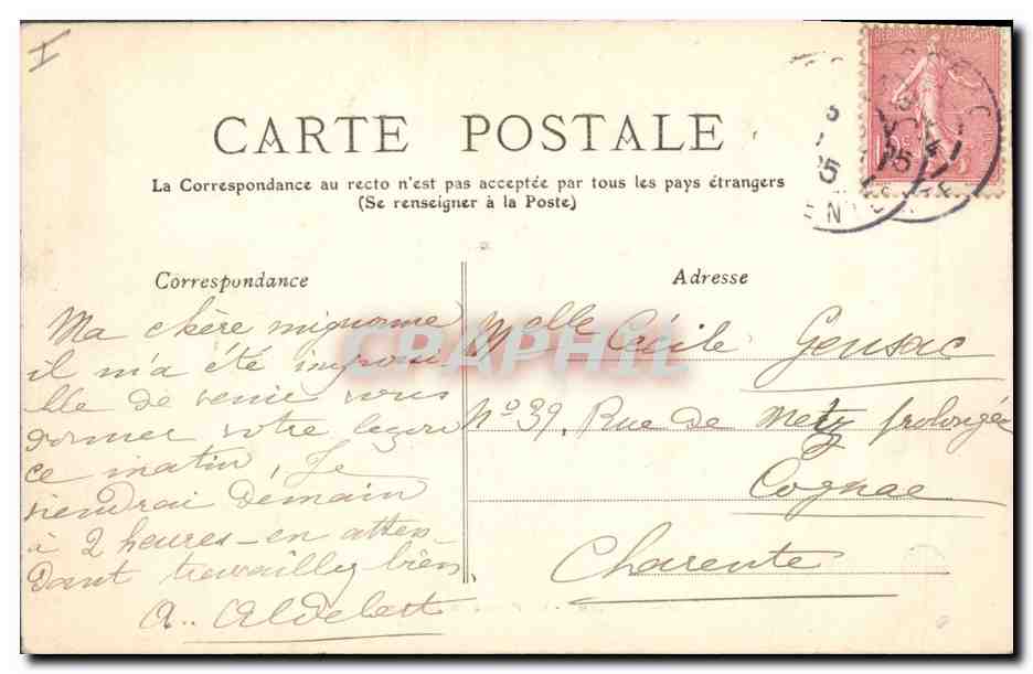 CPA Palais de justice Cognac  — Verso