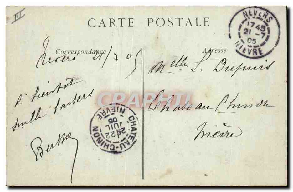 CPA Palais de justice Clamecy  — Verso