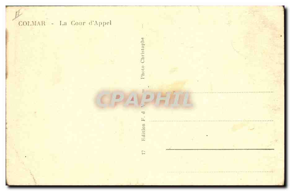 CPA Palais de justice Colmar  — Verso