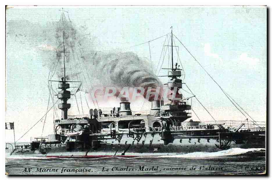 CPA Bateau de Guerre Le Charles Martel Cuirasse de 1ere classe 