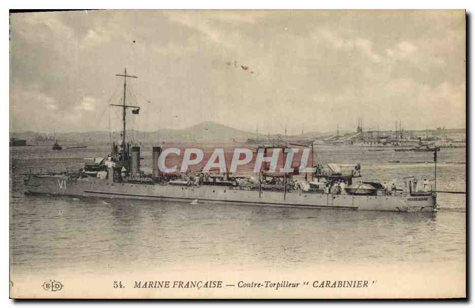 CPA Bateau de Guerre Contre torpilleur Carabinier 