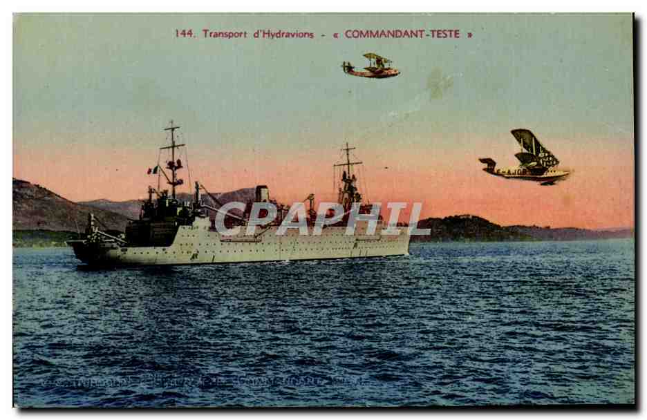 CPA Bateau de Guerre Transport d'hydravions Commandant Teste Avion Aviation Hydravion 