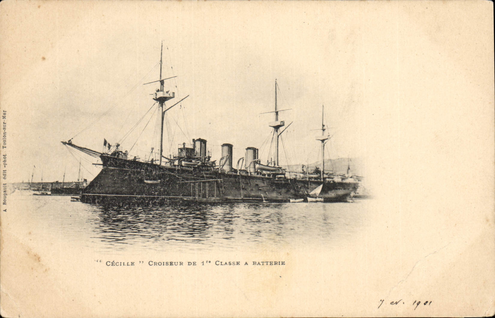 CPA Bateau de Guerre Cecille Croiseur de 1ere classe a batterie  