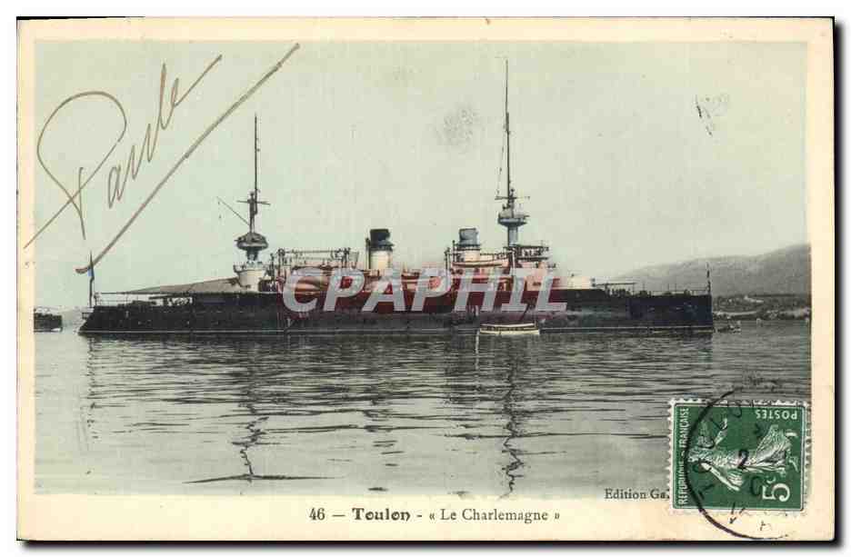 CPA Bateau de Guerre Toulon Le Charlemagne 