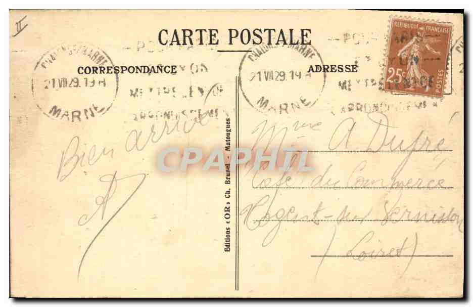 CPA Prefecture Chalons sur Marne  — Rückseite